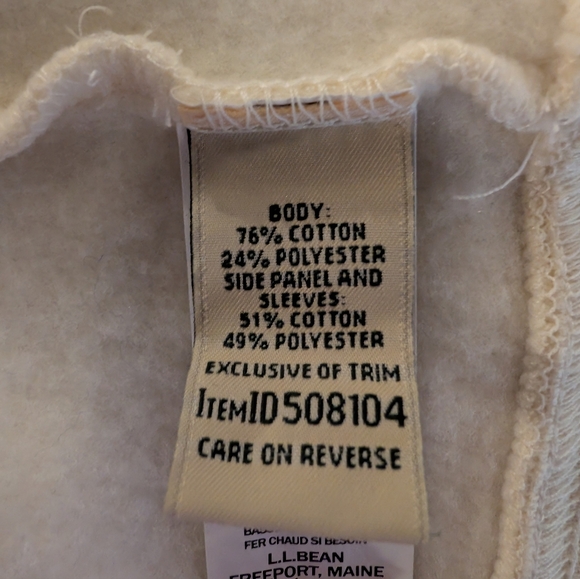 LL Bean Women's Quilted Full Zip Sweatshirt, Size XL, Cream - Picture 3 of 14